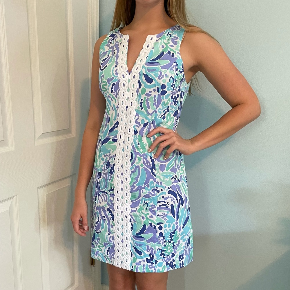 Lilly Pulitzer Blue Purple Print Sleeveless Dress